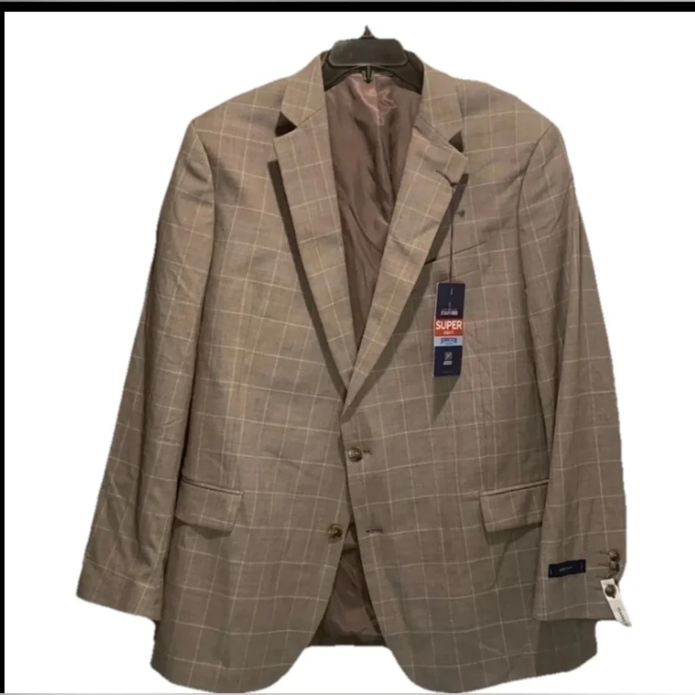Stafford Men’s Blazer 50R Classic Fit Windowpane NWT